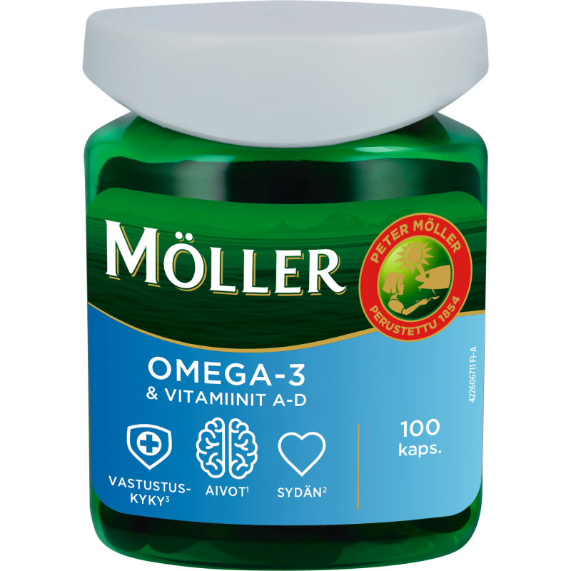 Omega-3 Möller 100 kpl + vitamiinit A-D
