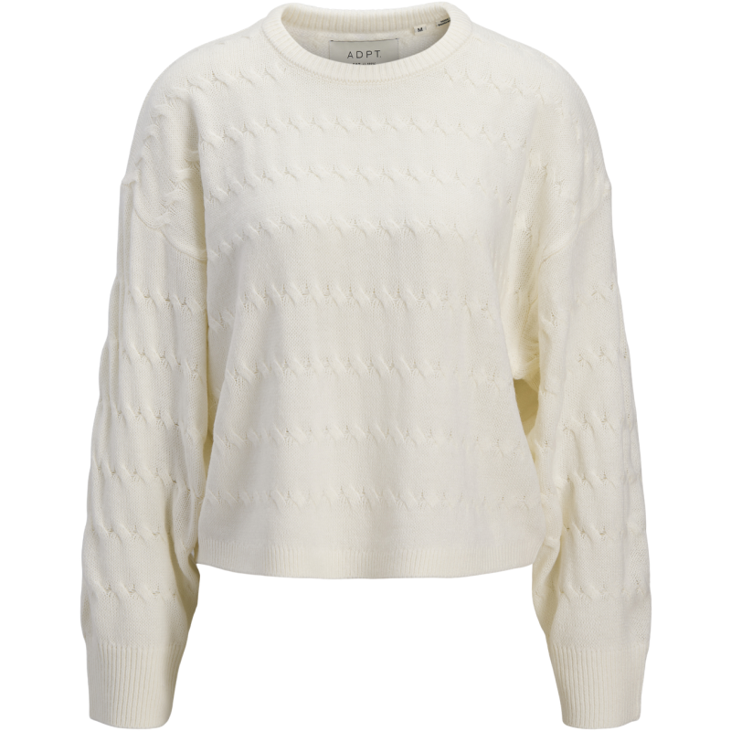 Naisten palmikkoneulepusero ADPT Molly O-Neck Cable Knit