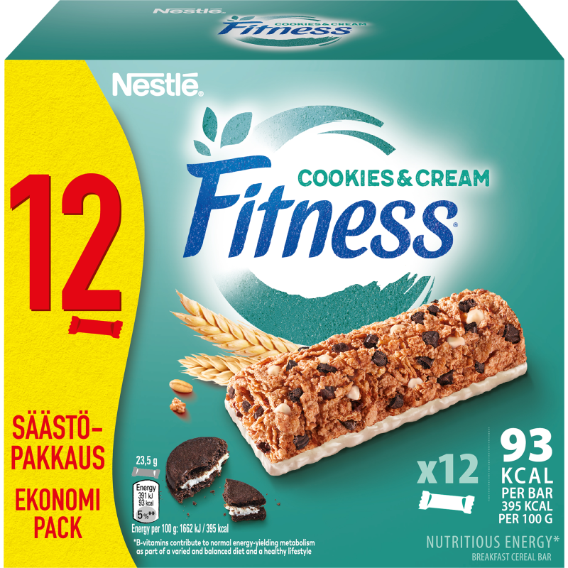Viljapatukka Fitness 12 x 23,5 g Cookies & Cream