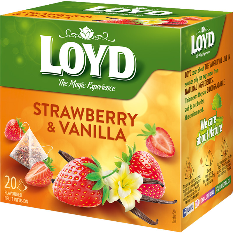 Hedelmätee Loyd 20 kpl Mansikka-vanilja pyramidipussi