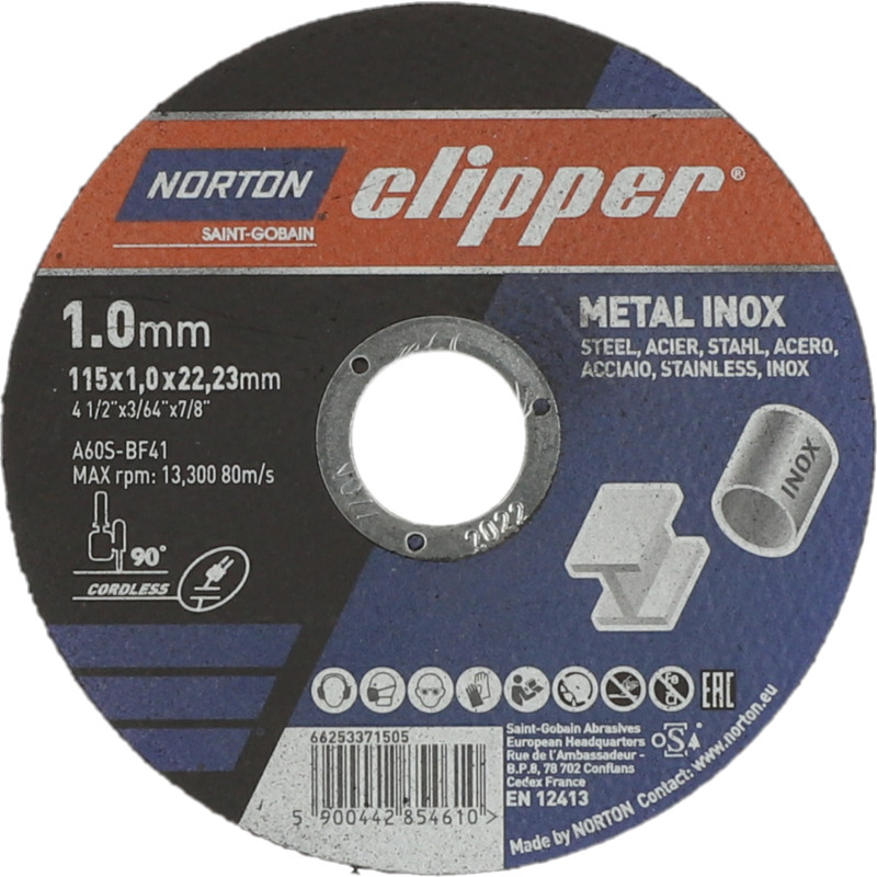 Katkaisulaikka Norton Clipper 115x1.0x22.23mm metal-inox
