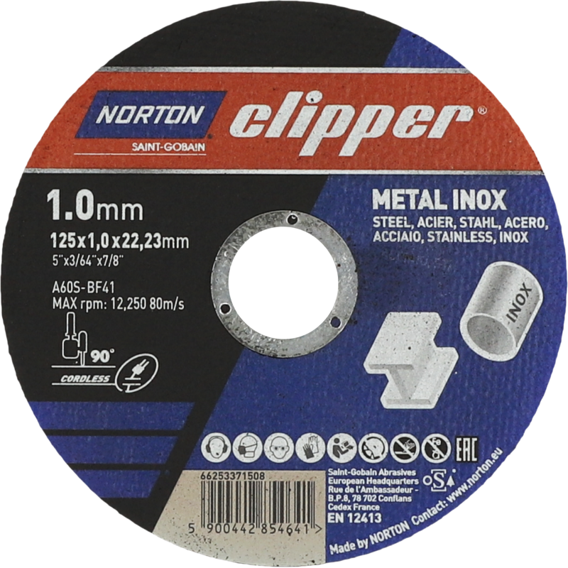 Katkaisulaikka Norton Clipper 125x1.0x22,23mm metal-inox