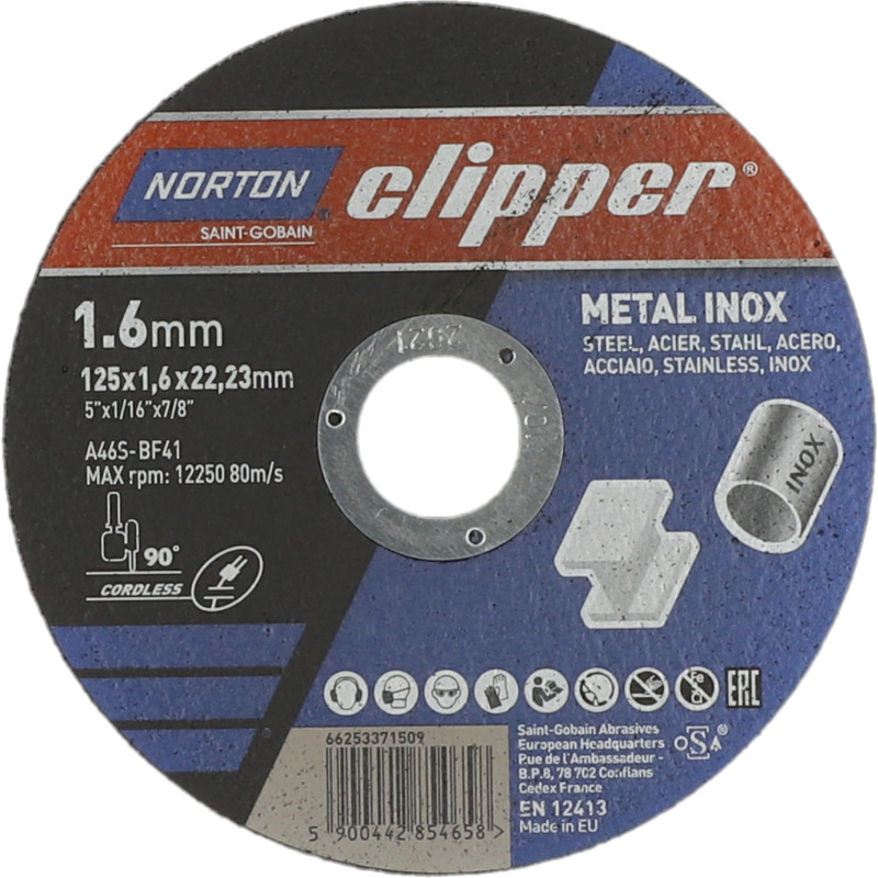 Katkaisulaikka Norton Clipper 125x1.6x22.23mm metal-inox