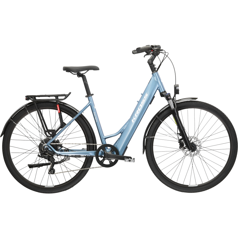 Sähköpyörä Kross Trans Hybrid Low Step 1.0, koko S, vaaleansininen