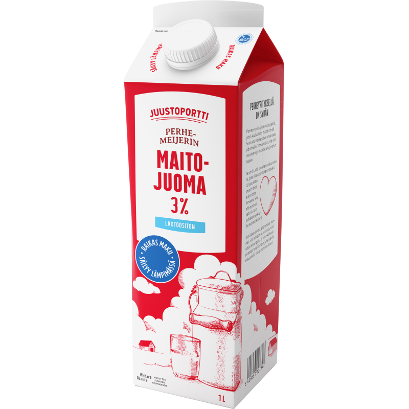 Maitojuoma 3 % Juustoportti 1 l Perhemeijerin laktoositon UHT