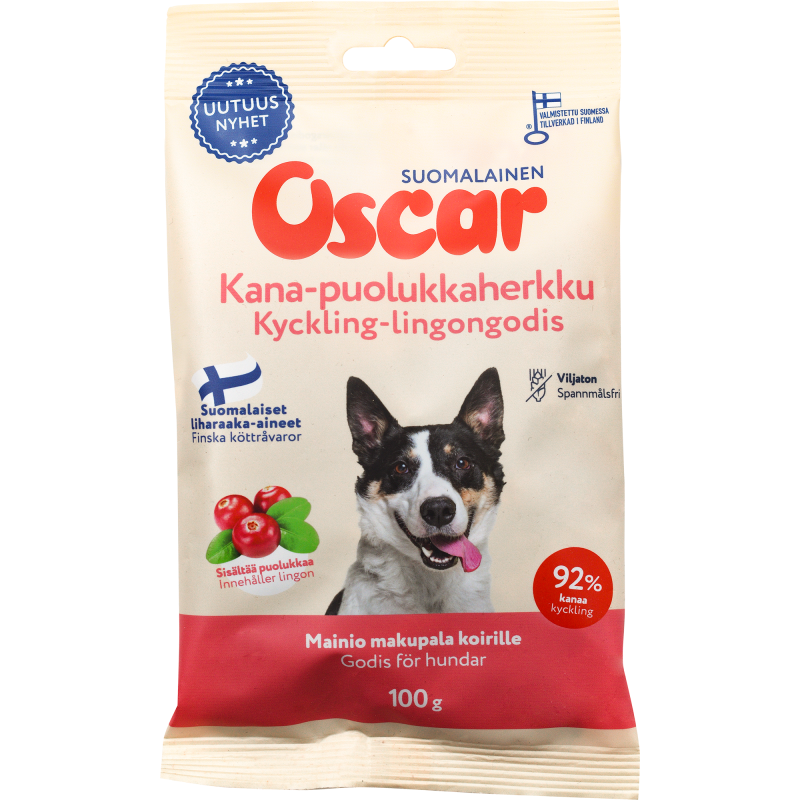 Koiran herkku Oscar 100 g kana-puolukka