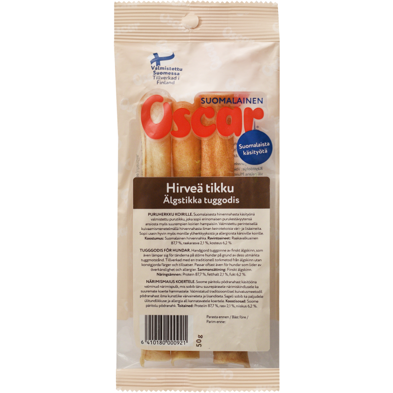 Koiran puruherkku Oscar 50 g Hirveä tikku