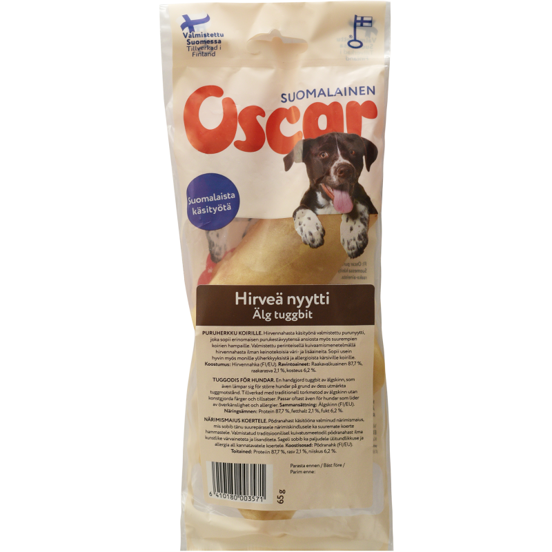 Koiran puruherkku Oscar 2 kpl 65 g Hirveä nyytti