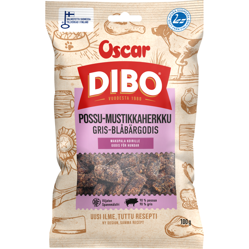 Koiranherkku Dibo 100 g possu-mustikkaherkku