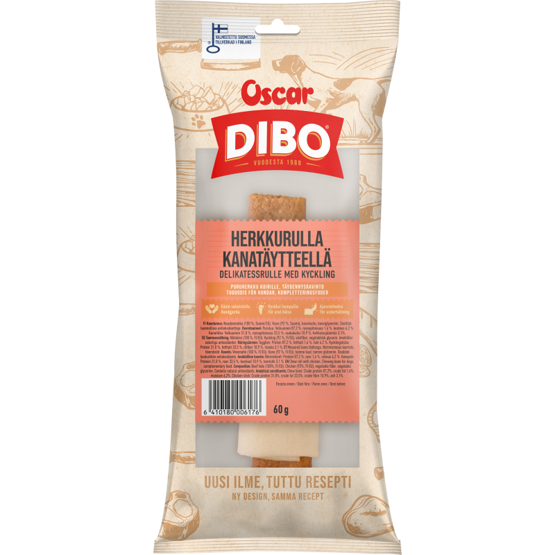Koiran herkkurulla Dibo 80 g kanatäytteellä
