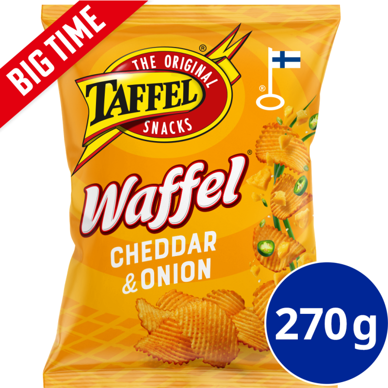 Perunalastu Taffel 270 g Waffel Cheddar & Onion