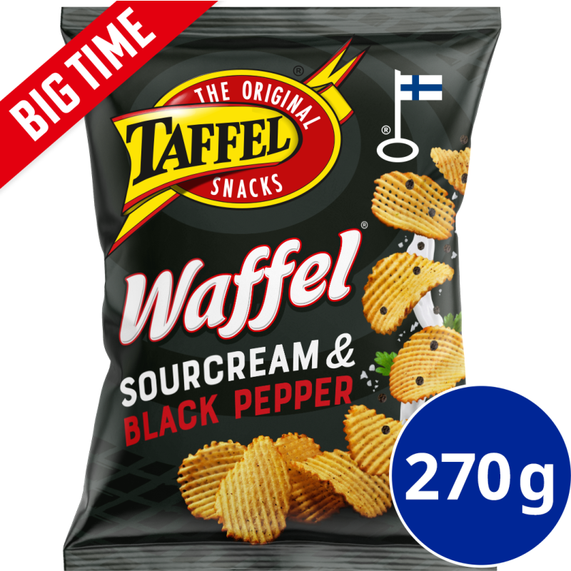 Perunalastu Taffel 270 g Waffel Sourcream & Black Pepper