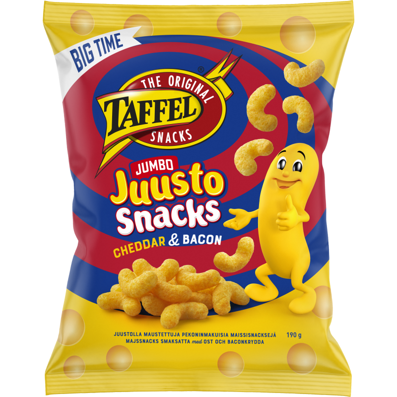 Juustosnacks Taffel 190 g Jumbojuusto Cheddar & Bacon