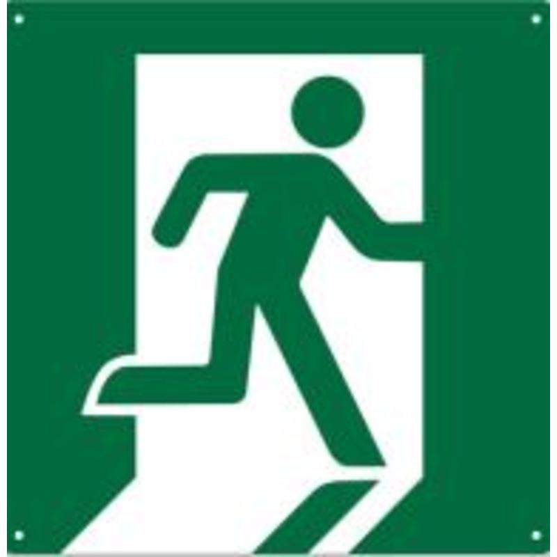 Opastekyltti poistumistie jälkivalaiseva 20 x 20 cm oikea