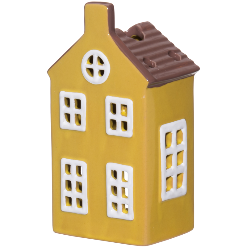 Talolyhty LED-valoilla Finnlumor Copenhagen keltainen 15 cm