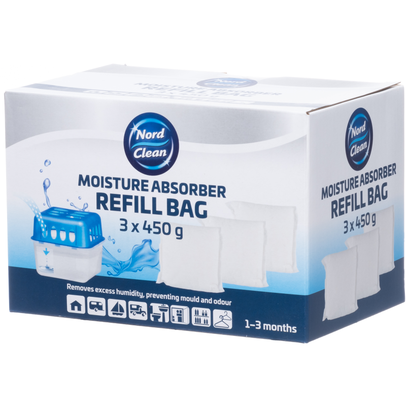 Nord Clean -kosteudenpoistajan täyttöpussi 450 g, 3 kpl/pkt