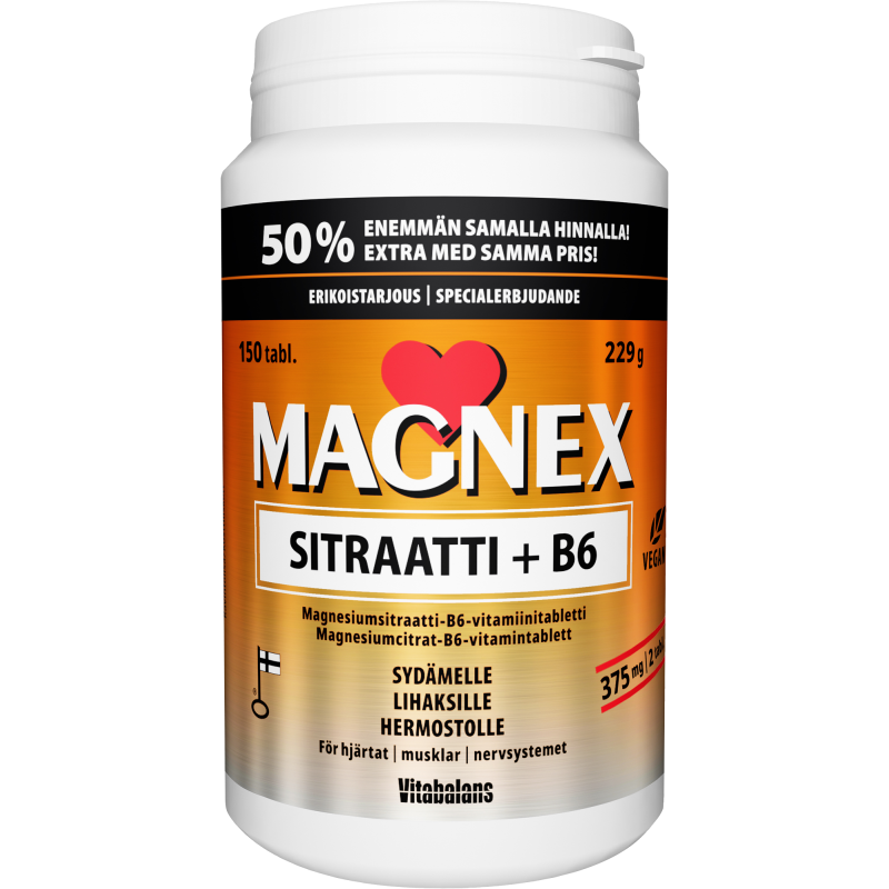Magnex sitraatti Vitabalans 150 kpl 375 mg + B6