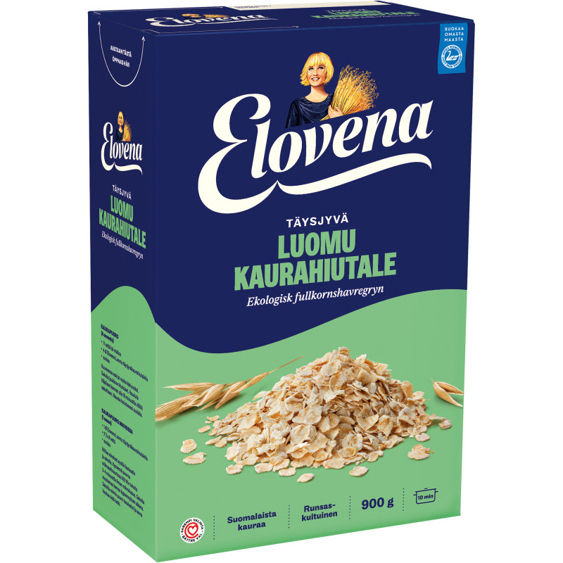 Täysjyväkaurahiutale Elovena 900 g luomu