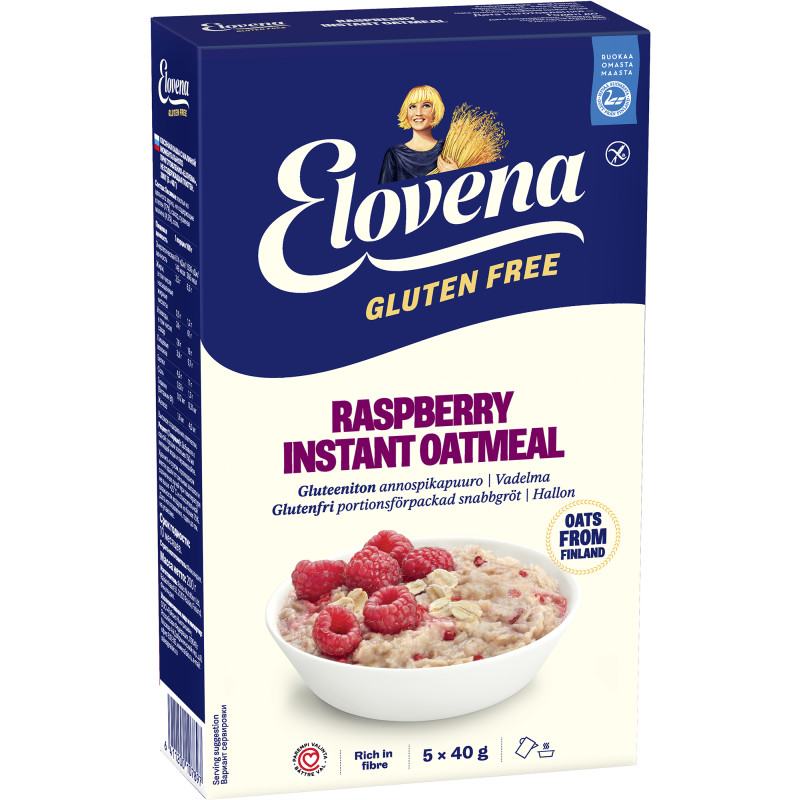 Annospikapuuro Elovena 200 g Vadelma Gluteeniton