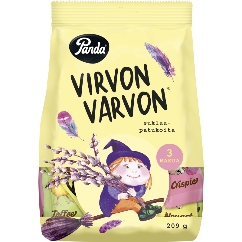 Suklaapatukkapussi Panda 209 g Virvon Varvon