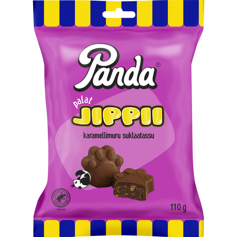 Jippii Panda 110 g Suklaatassupalat karamellimuru