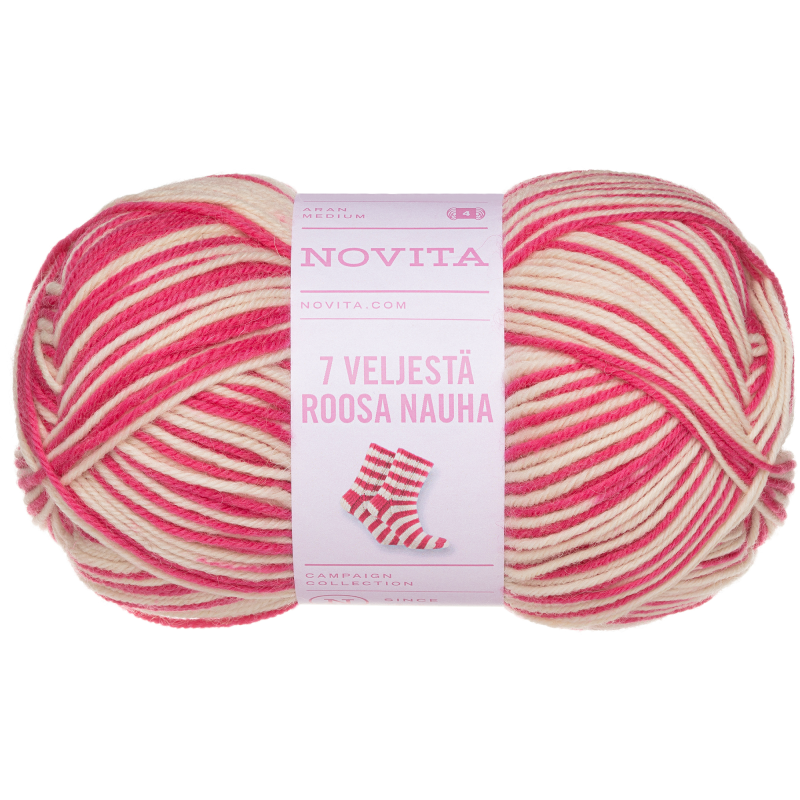 Lanka Novita 150 g 7 Veljestä Roosa Nauha Tasaraita