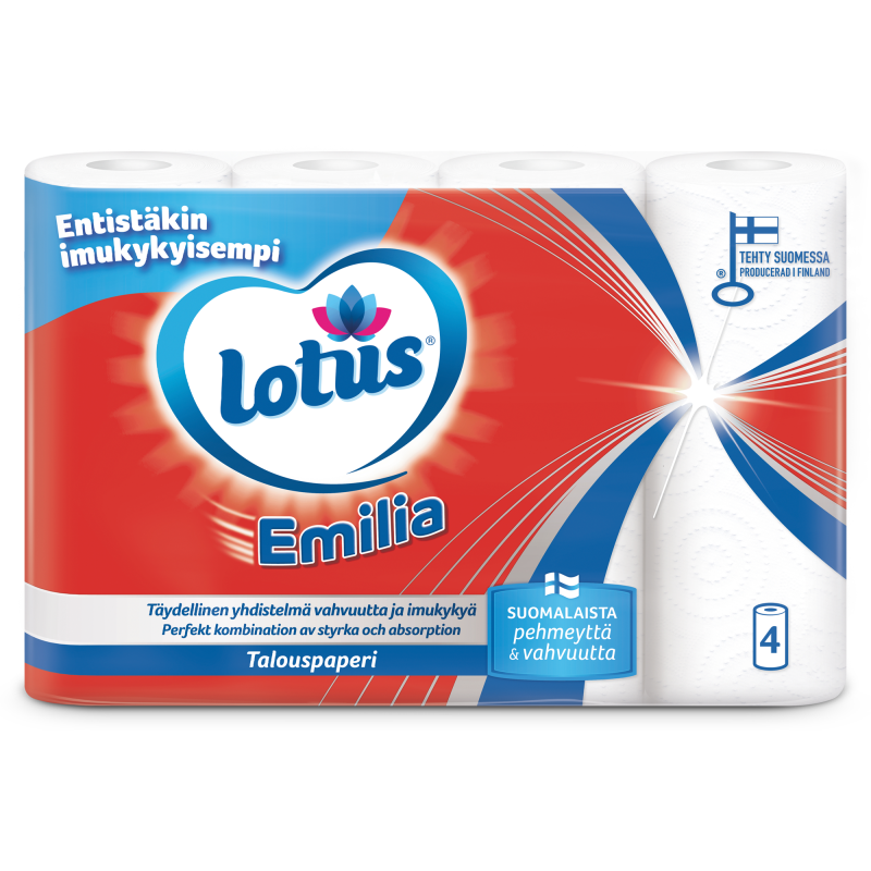 Talouspaperi Lotus Emilia 4 rl valkoinen