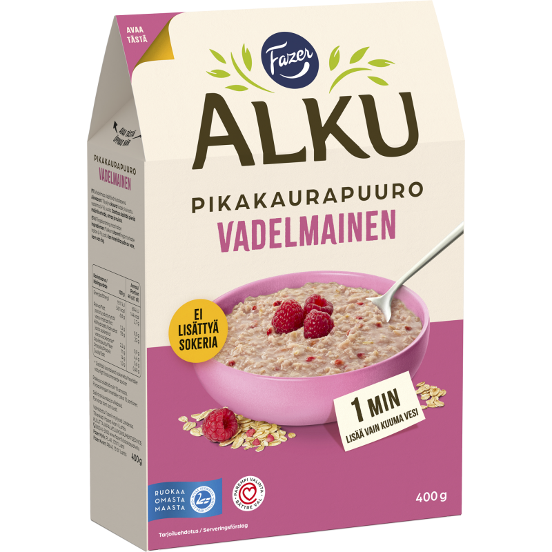 Vadelmainen kaurapuuro Fazer Alku 400 g