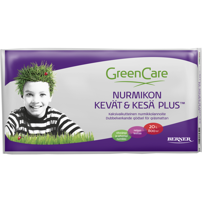 Nurmikkolannoite GreenCare 20 l Nurmikon kevät & kesä Plus
