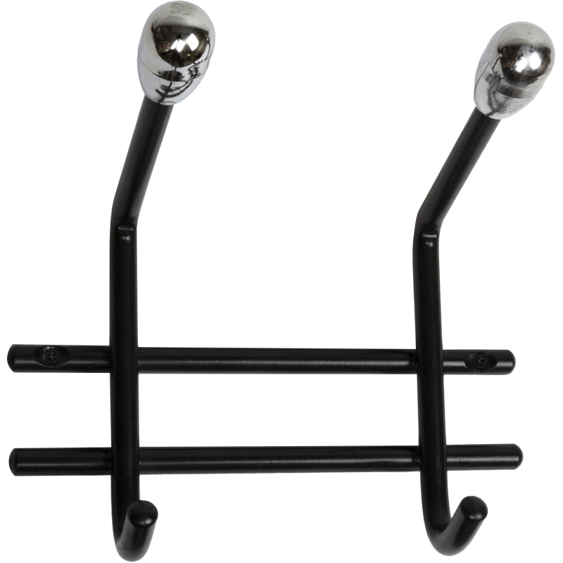 Vaatenaulakko 2 koukkua, musta teräs/kromi