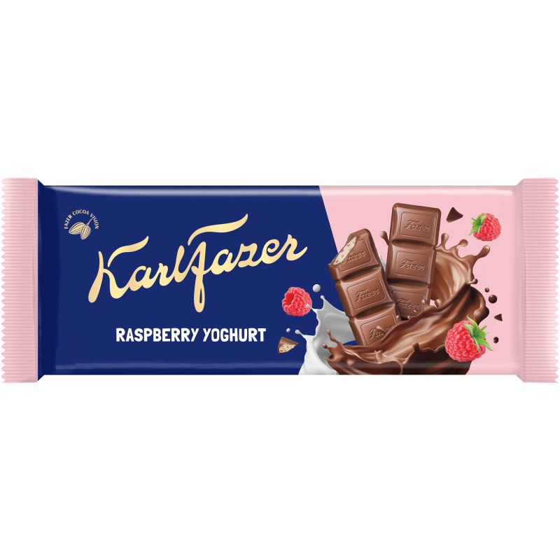 Suklaalevy Karl Fazer 100 g vadelmajogurtti