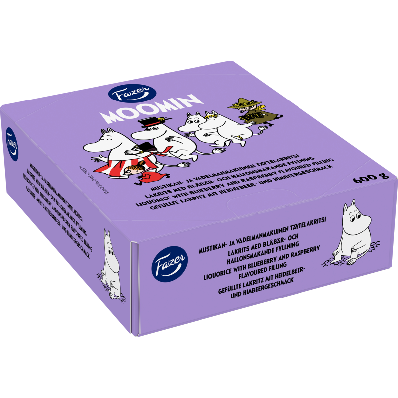 Lakritsipatukka 30 kpl 600 g Moomin mustikka-vadelma