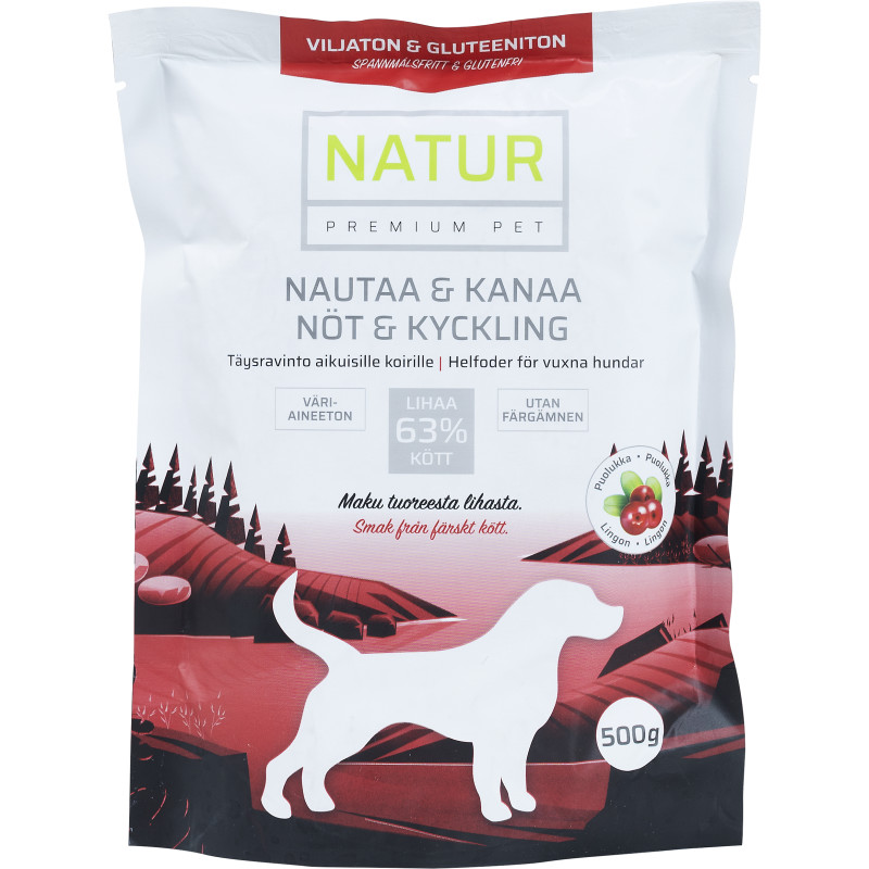 Koiranruoka-ateria Natur Premium Pet 500 g kana-nauta