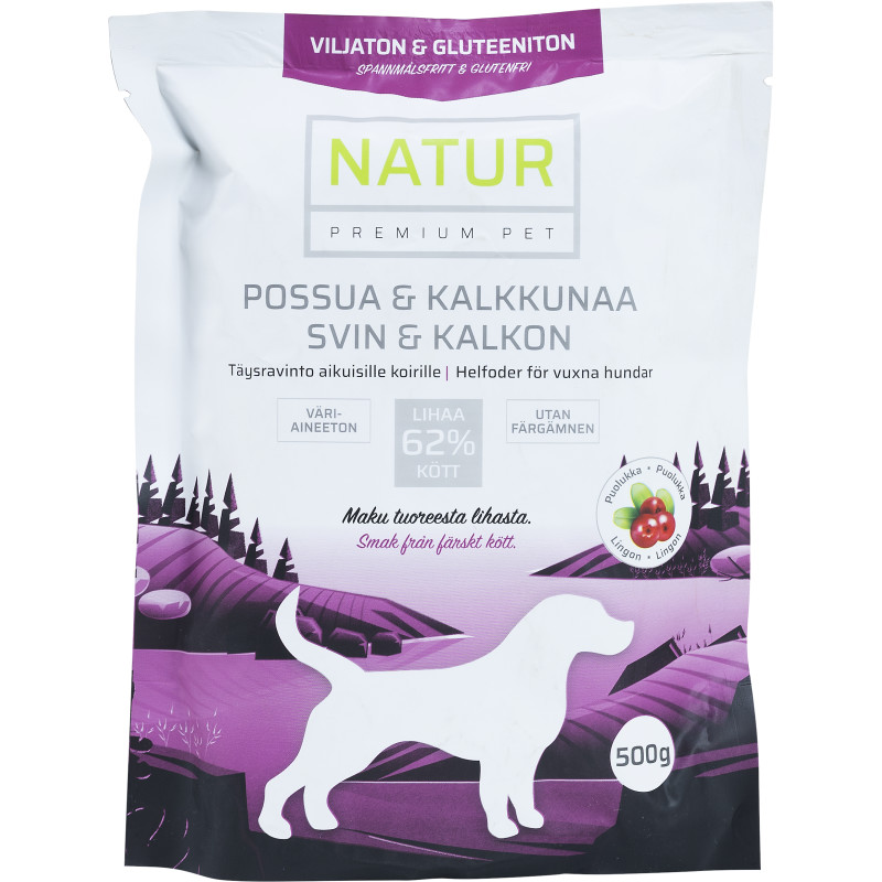 Koiranruoka-ateria Natur Premium Pet 500 g sianliha-kalkkuna