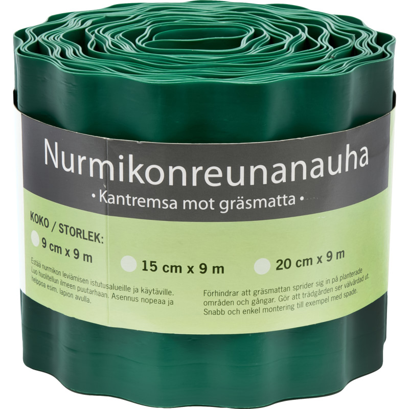 Nurmikonreunanauha 9 cm x 9 m, vihreä