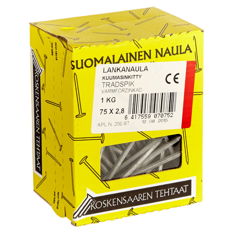 Lankanaula 75 x 2,8 mm 1 kg kuumasinkitty | tokmanni.fi
