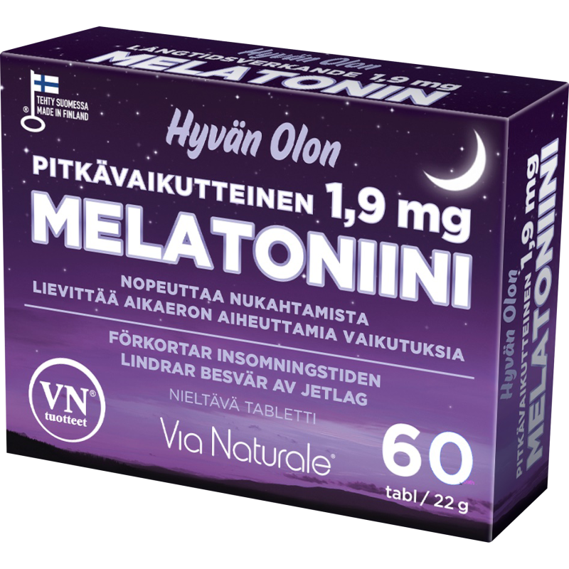 Melatoniini Via Naturale 1,9 mg 60 kpl