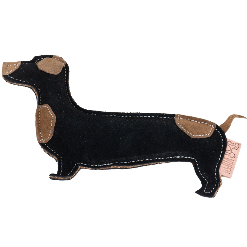 Koiranlelu Viksu 26 cm nahkainen mäyräkoira