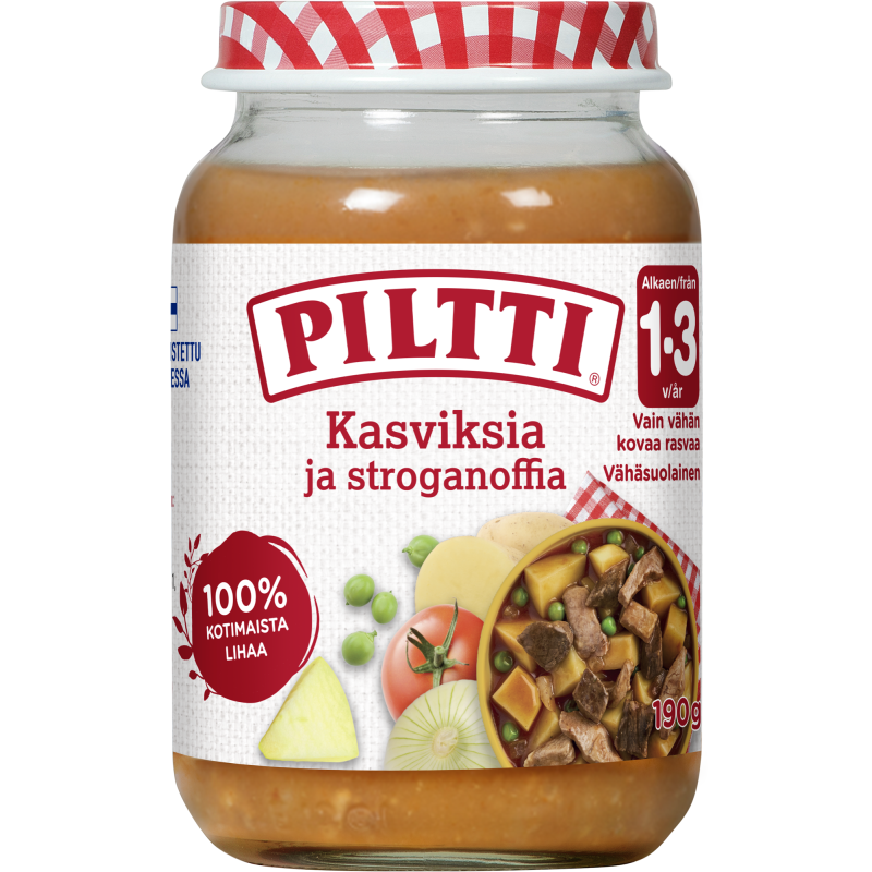 Lastenateria Piltti 190 g Kasviksia ja stroganoffia 1-3 v