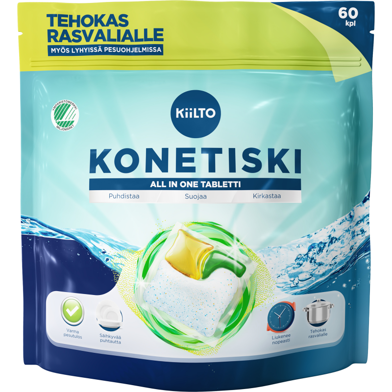 Konetiskitabletti Kiilto 60 kpl All in 1