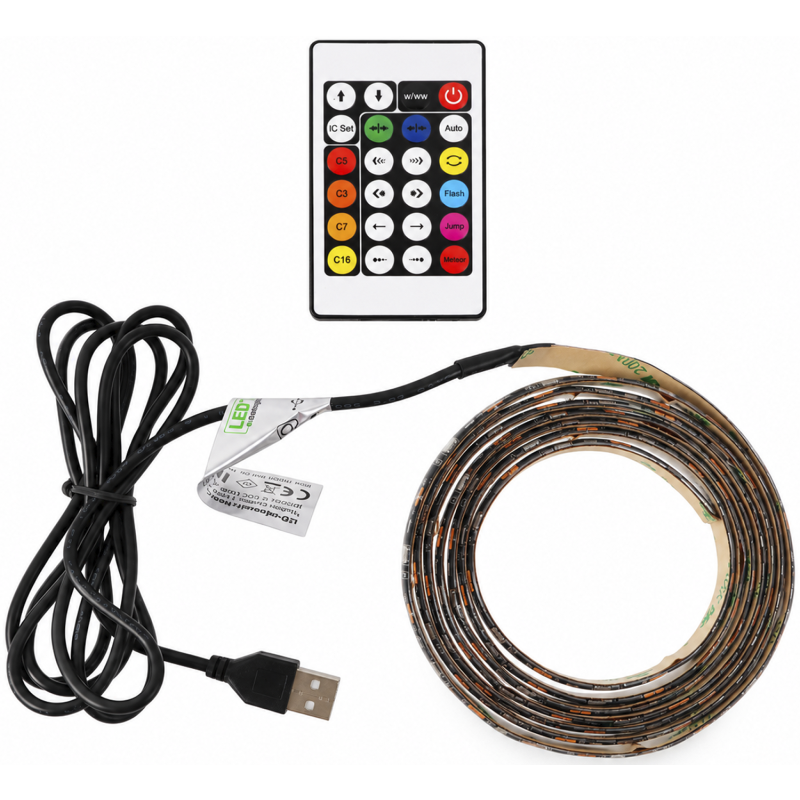 RGBIC LED-nauha Led Energie 2m USB-A kaukosäätimellä