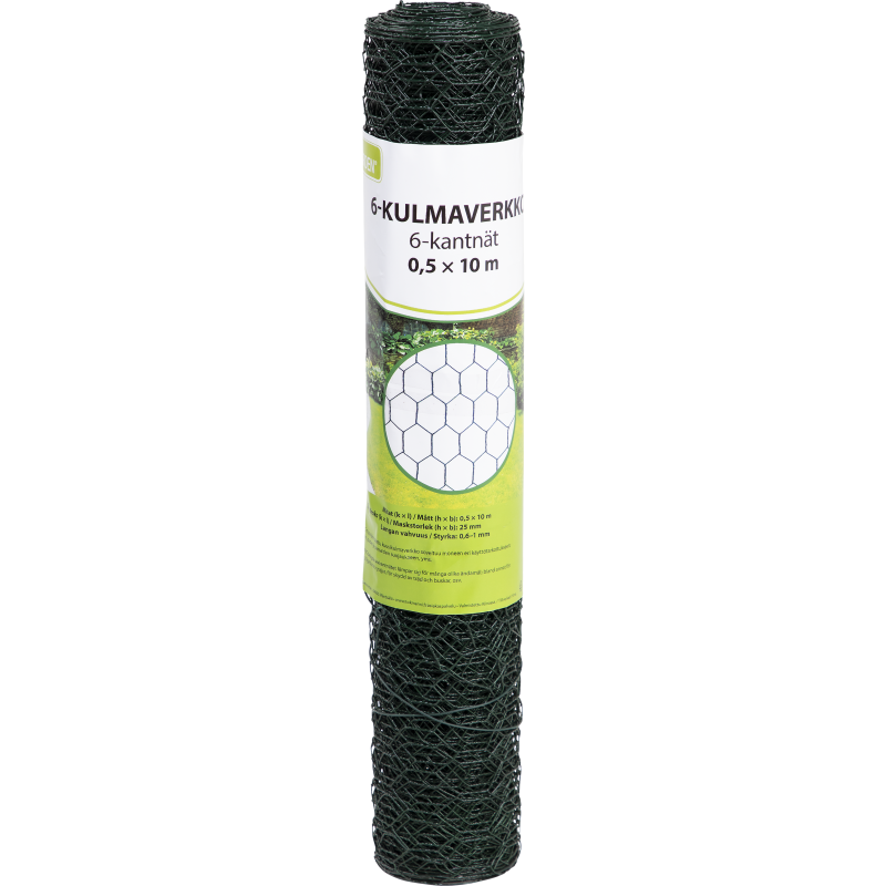 6-kulma verkko PVC 0,5 x 10 m HEX