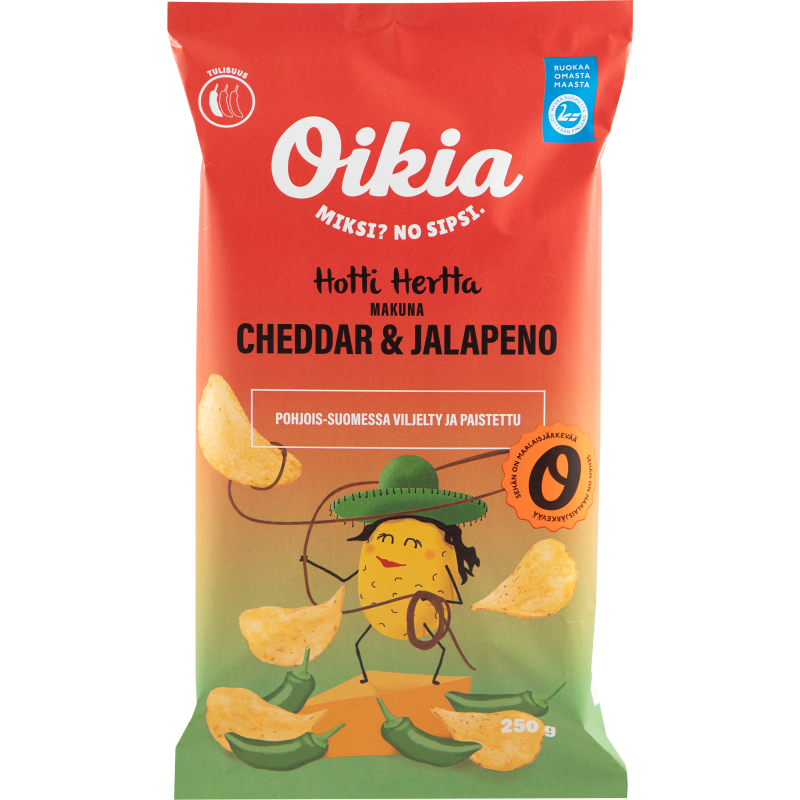 Perunalastu Oikia 250 g Hotti Hertta cheddar & jalapeno