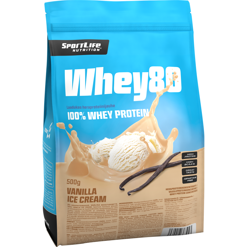 Proteiinijauhe SportLife 500 g Whey80 Vanilla Ice Cream