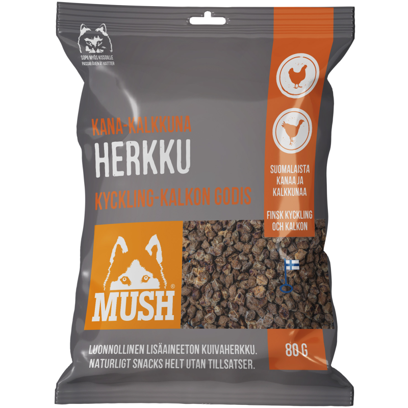 Koiran herkku Mush 80 g kana-kalkkunaherkku