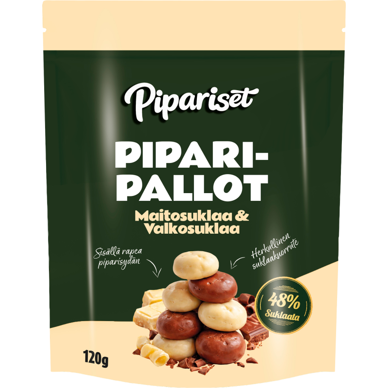Piparipallot Pipariset 120 g Valko- ja Maitosuklaa