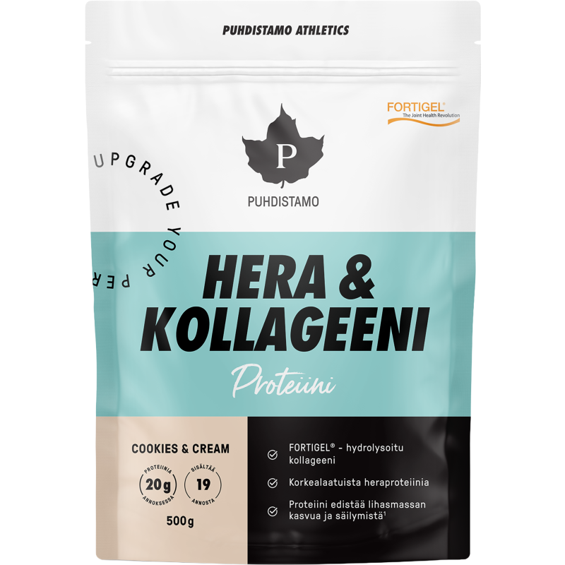 Proteiinijauhe Puhdistamo 500 g Athletics Hera & Kollageeni Cookies & Cream