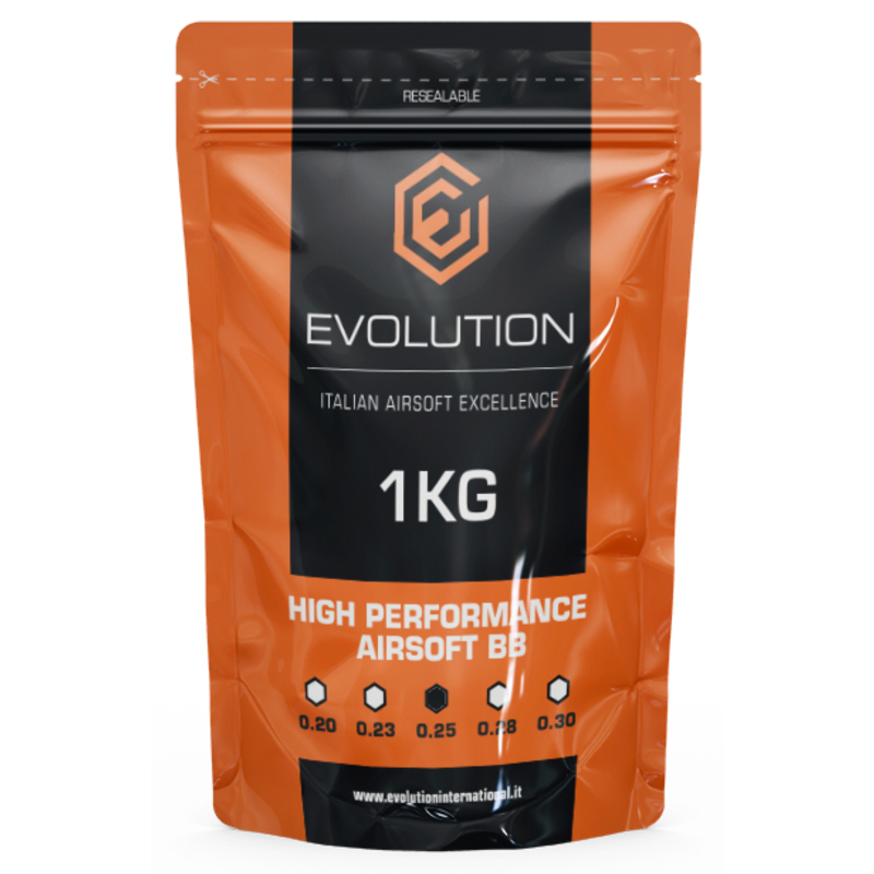 Airsoft-kuula Evolution 0,25 g / 1 kg:n pussi (4000 kpl)