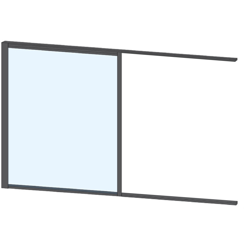 Liukulasiovi 1-os aukkoon 915 x 1100 mm, puolikorkea, tummanharmaa profiili