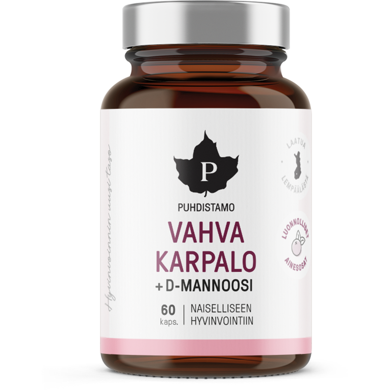 Vahva Karpalo + D-mannoosi Puhdistamo 60 kpl